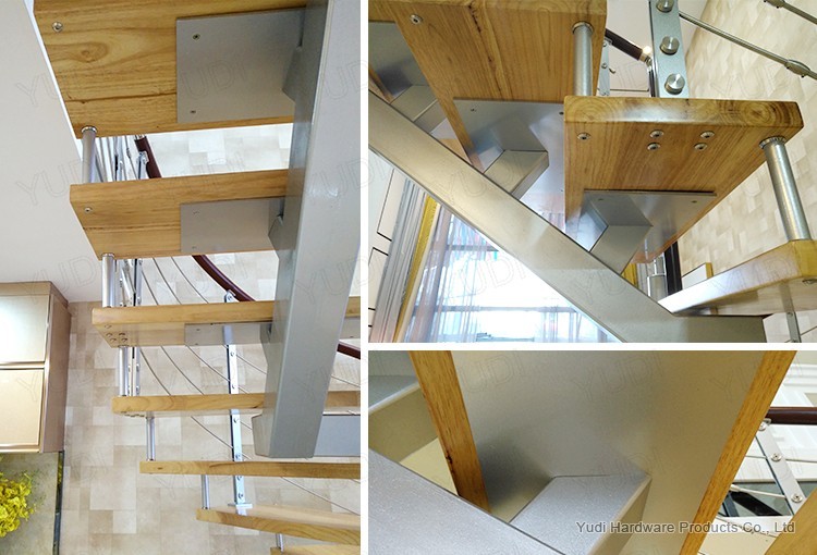 实木踏板扶手碳钢旋转楼梯案例