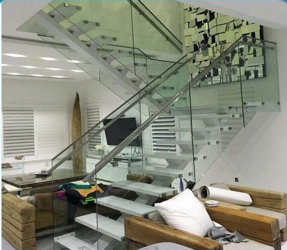 室内不锈钢玻璃直楼梯YD-GBZ101(1)