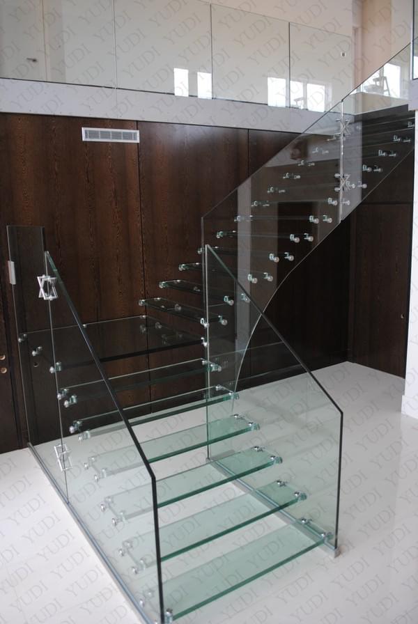 全玻璃悬浮直楼梯，YD-BF503