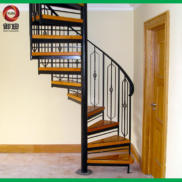 室内室外装修用钢木旋转楼梯，YD-GMX011